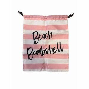 Victoria’s Secret Beach Bombshell Drawstring Pouch Beach Bag Pink White